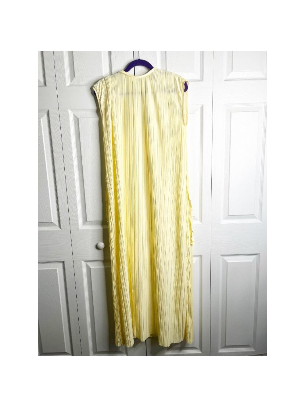 Atlein Collective Yellow Plisse Cap Sleeve Jersey Maxi Dress Women's X-Large **